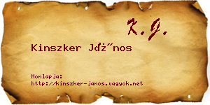 Kinszker János névjegykártya
